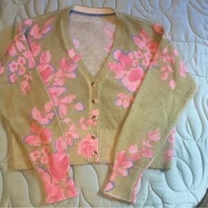 Sundance Pink and Light Green Floral Cardigan